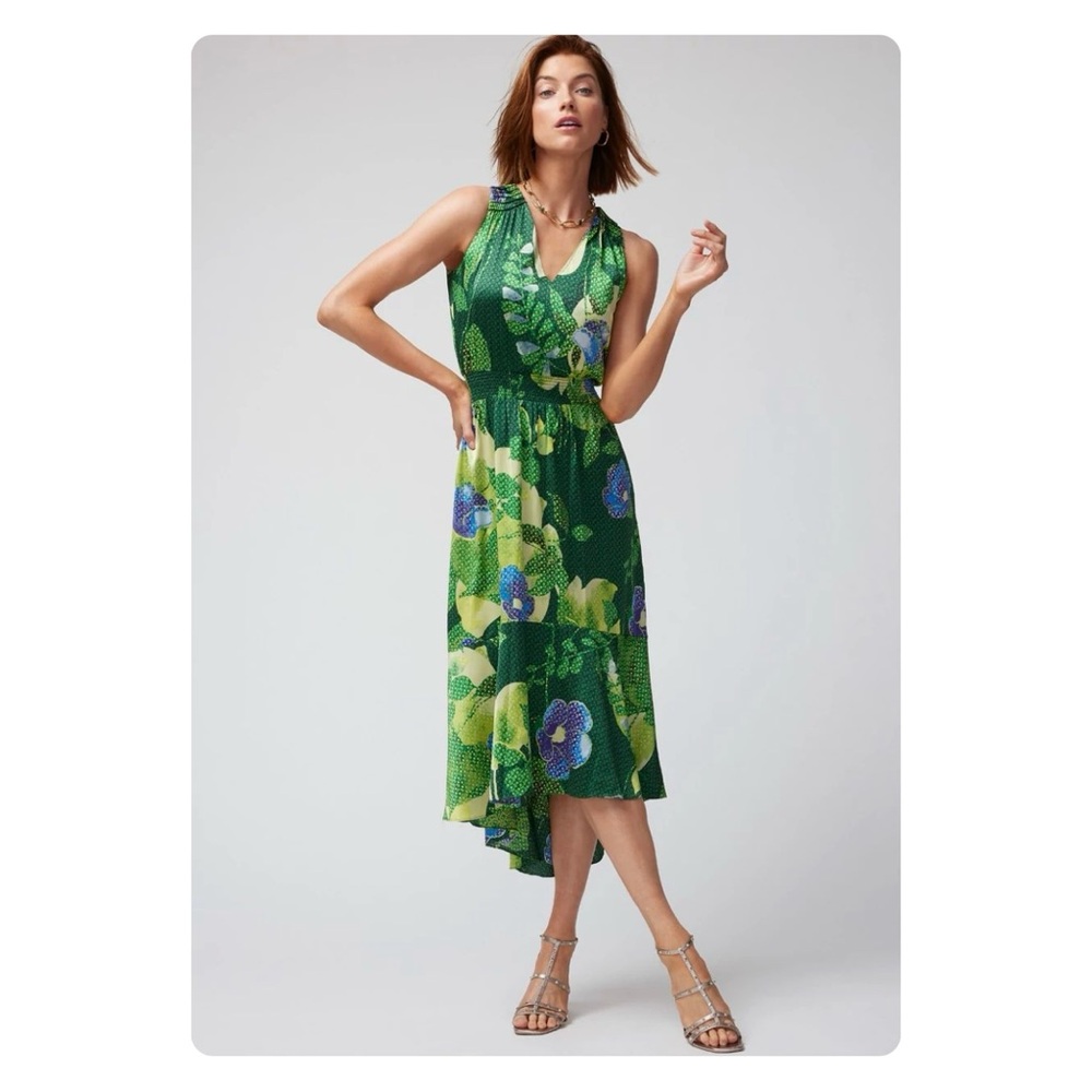 ★ WHBM Sleeveless Halter Kentucky Derby Dress - Floral Green ★